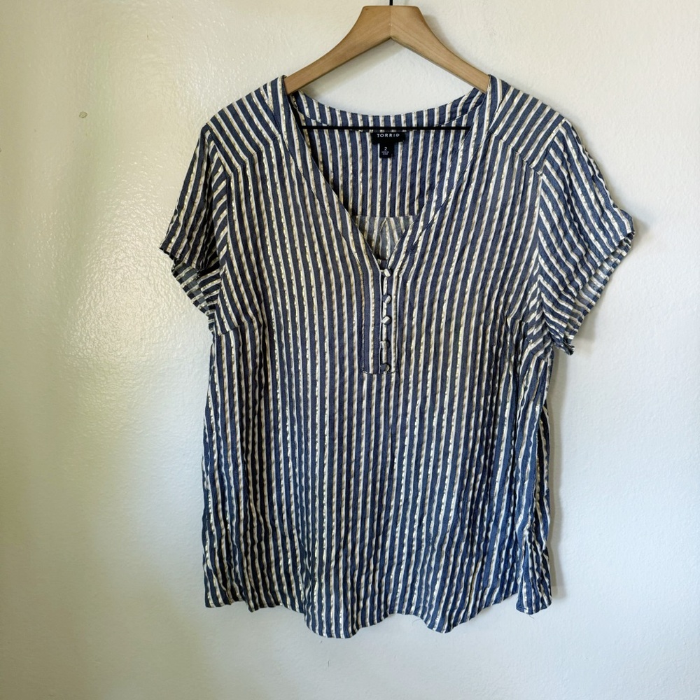 Torrid | Gold Lurex Stripe Blouse
